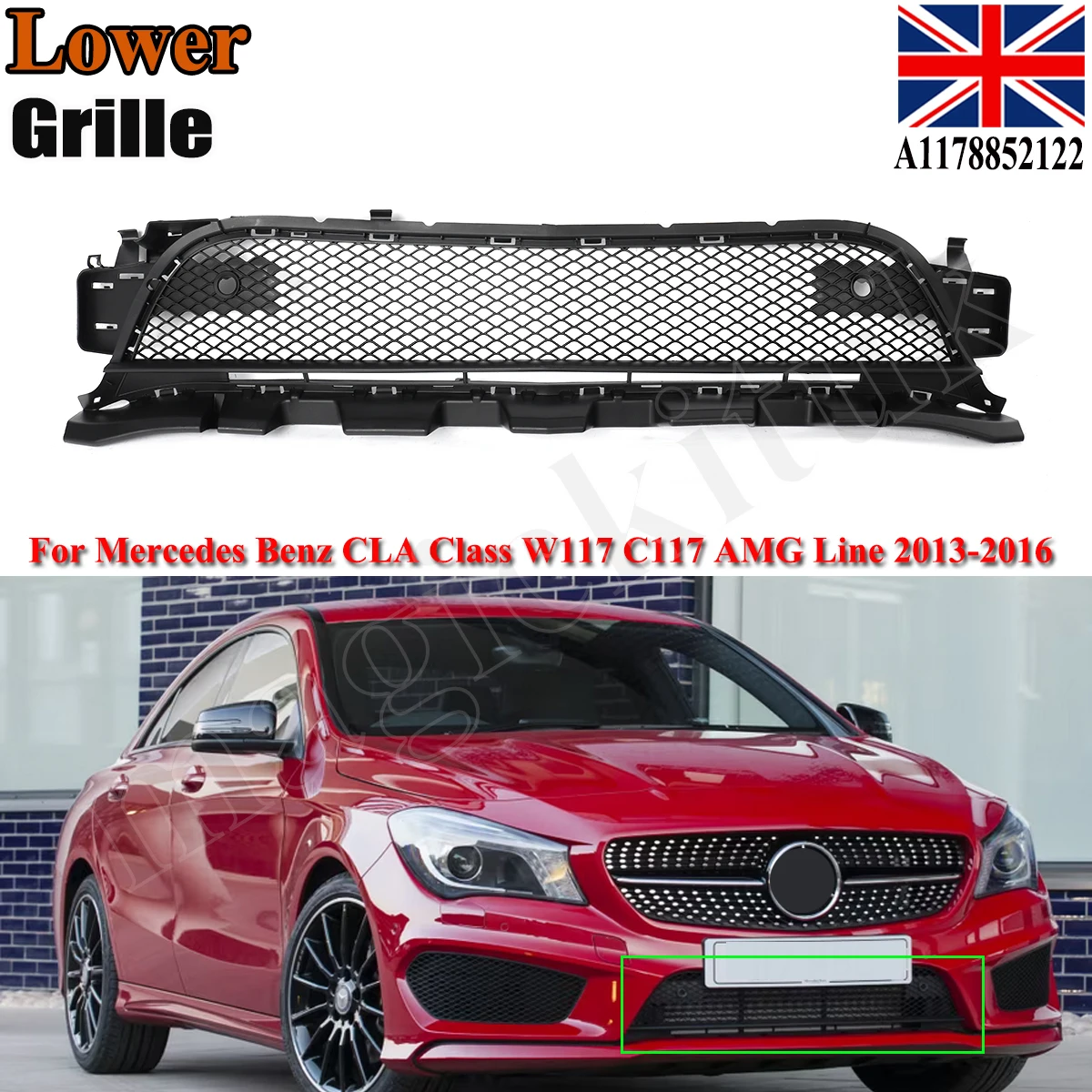 

ДЛЯ MERCEDES CLA W117 AMG 2013-2016 ПЕРЕДНИЙ БАМПЕР НИЖНЯЯ ЦЕНТРАЛЬНАЯ GRILLE A1178852122