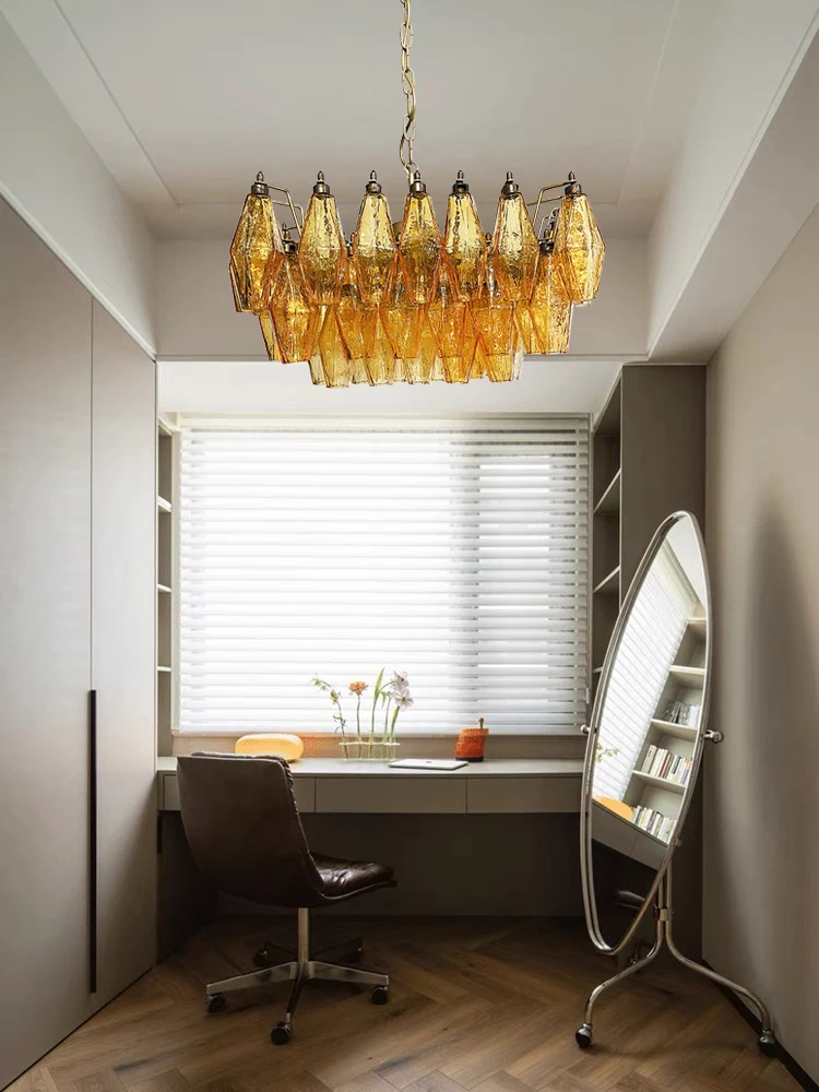 الأجهزة المنزلية الحديثة الفاخرة العنبر الزجاج الكبير مُثبتة في السقف أضواء رمادي كلاسيكي مصابيح معلقة على غرفة المعيشة لماعة