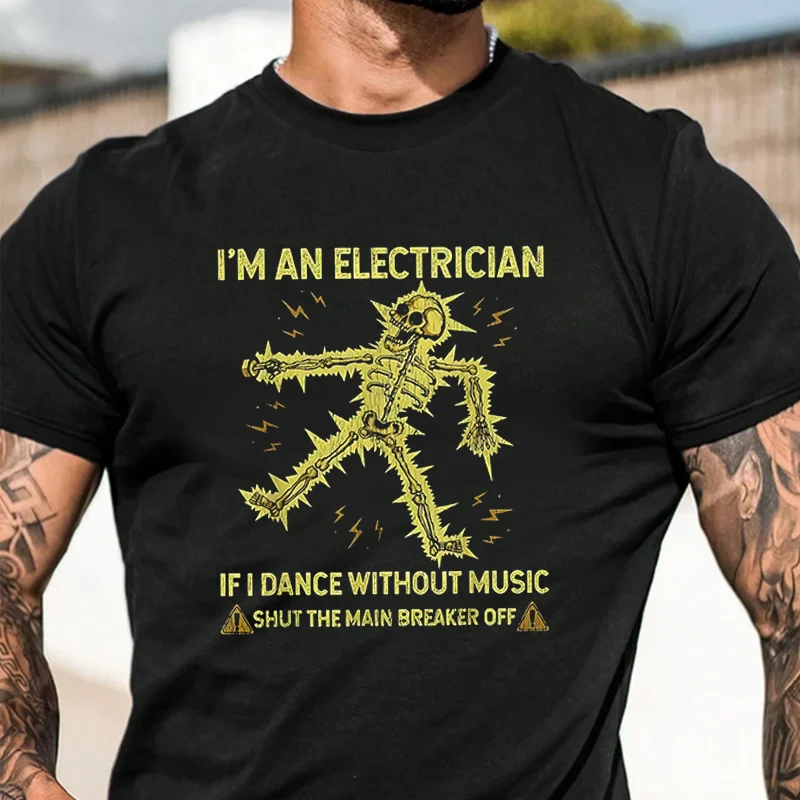 

Im An Electrician & SkeletonOutlet Men's Graphic Print T-Shirt Casual Street Style Suitable For Travel And Sports Tee
