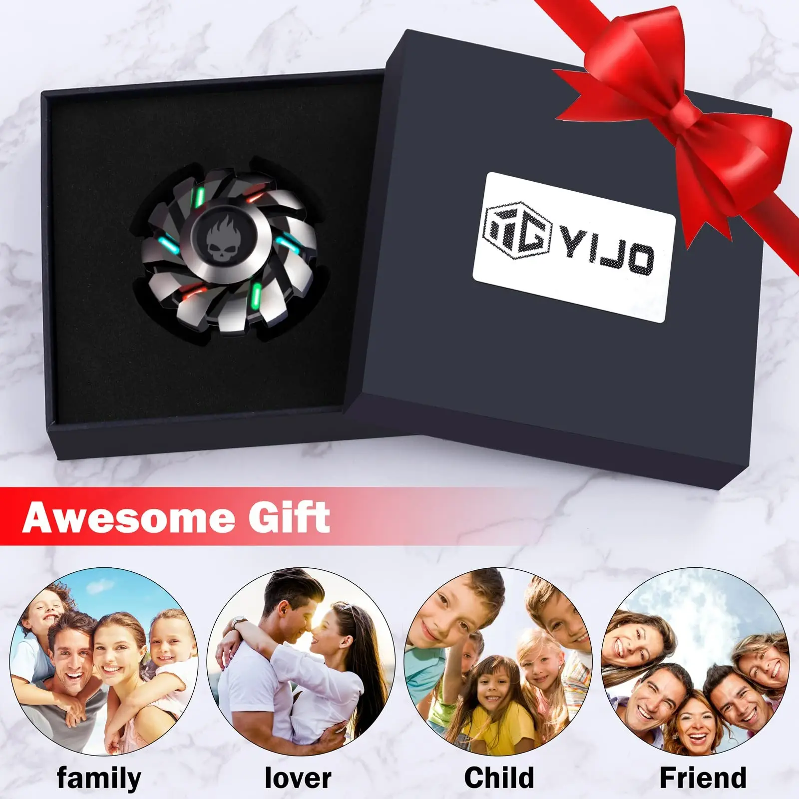 YIJOO Lichtgevende Vingertop Tol EDC Zintuiglijke Speelgoed Metalen Mute Fidget Spinner Regenboog Licht Fidget Speelgoed