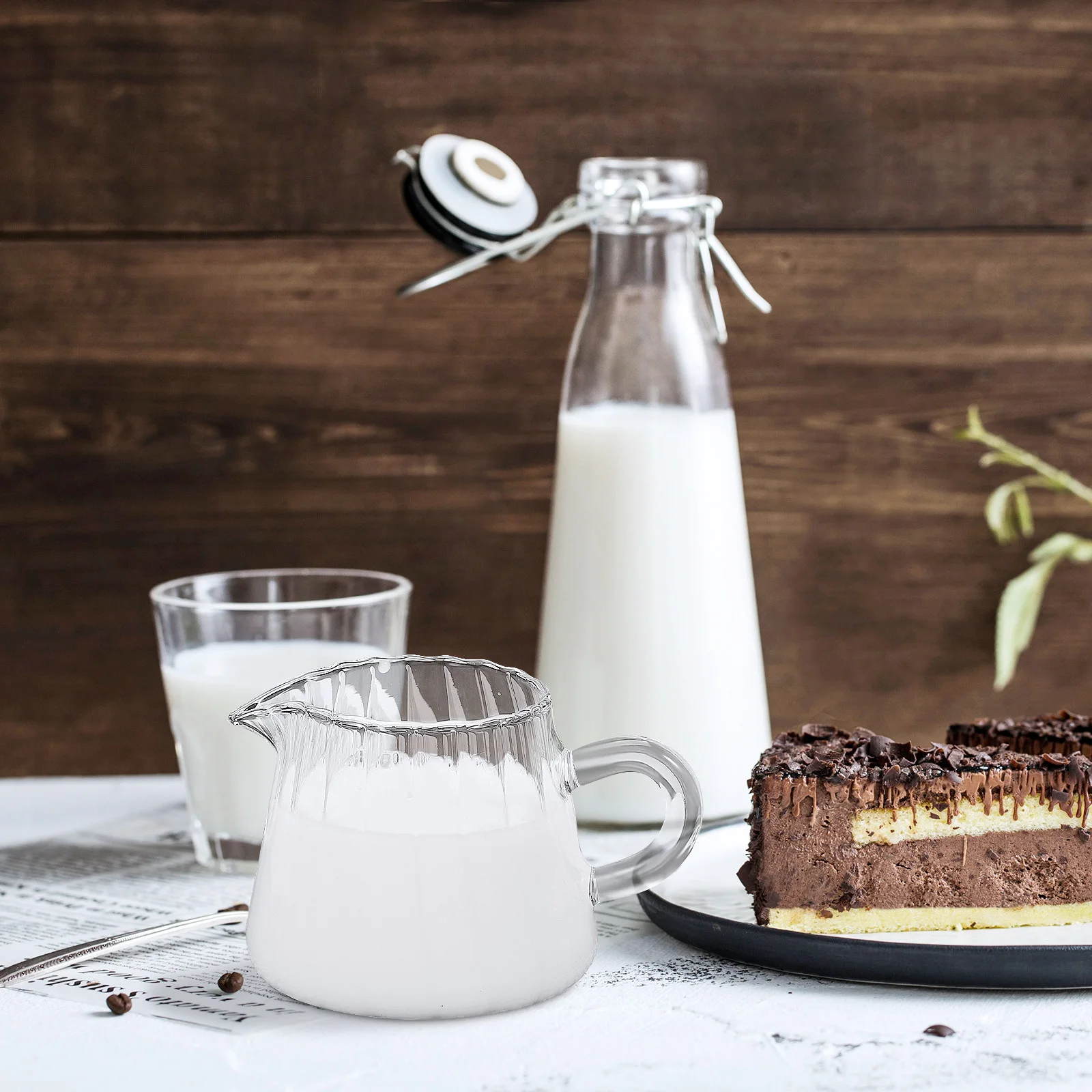 

150Ml High Borosilicate Milk Pitcher Shatter Resistant Smooth Spout Elegant Shape Breakfast Cup for Milk