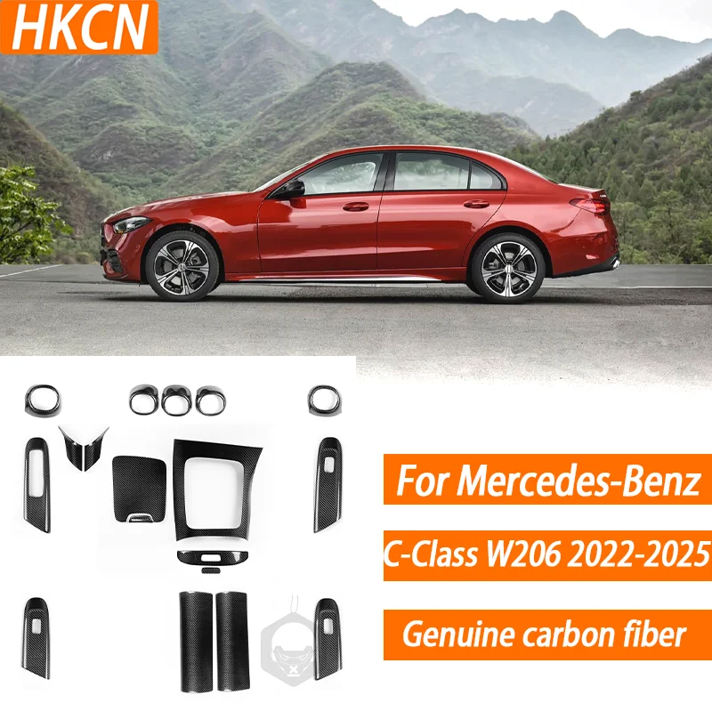 

Накладки из карбона на центральную консоль, кнопки управления, панель приборов, вентиляционные отверстия для Mercedes-Benz C-Class W206 2022-2025
