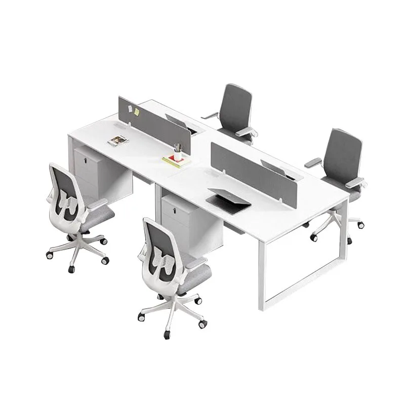

Clerk, desks and chairs, combination, minimalist, modern, white, computer, screen