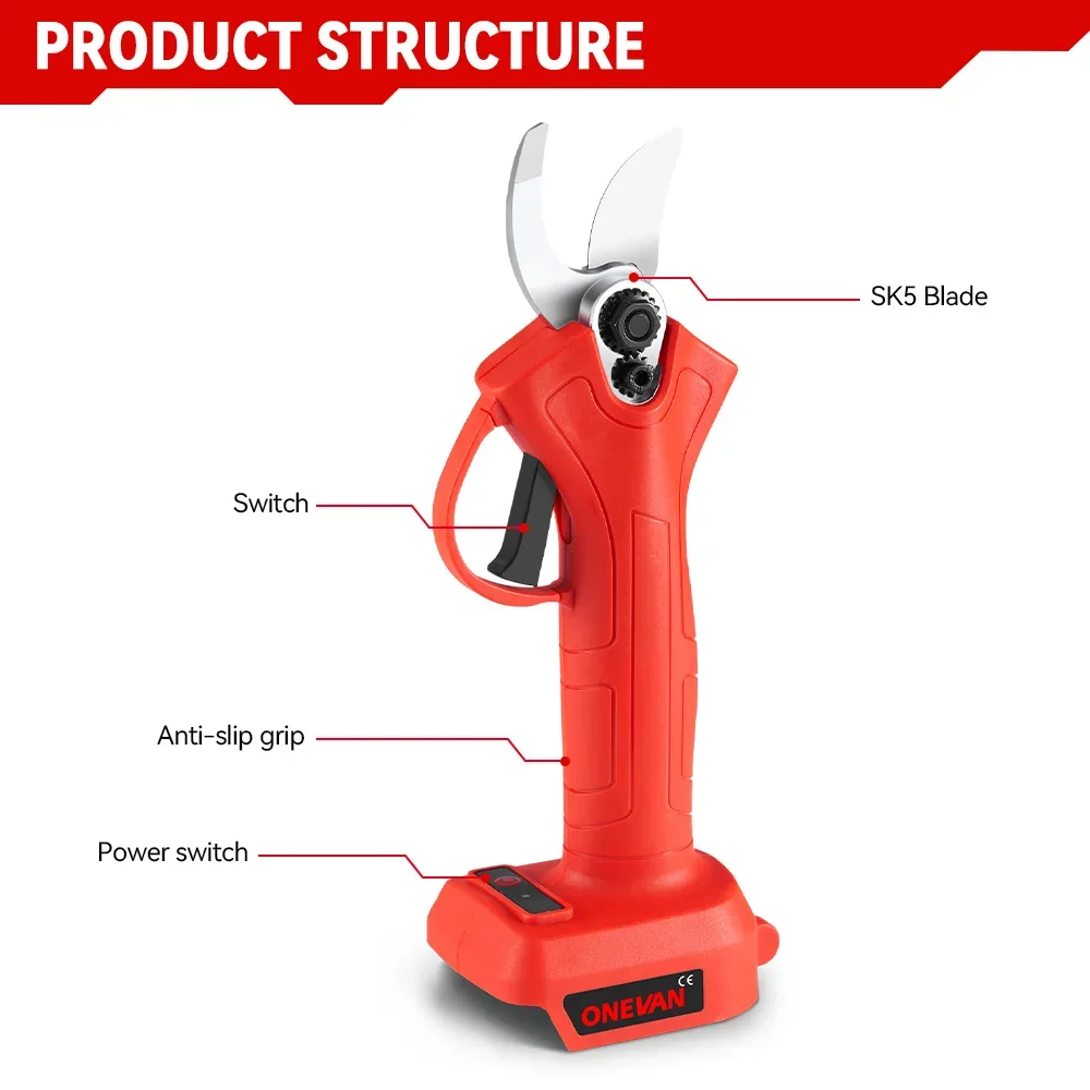 Imagem -03 - Brushless Elétrica Tesoura de Poda Gear Recarregável sem Fio Pruner Ferramenta Elétrica de Ramos Makita 18v Bateria 30 mm