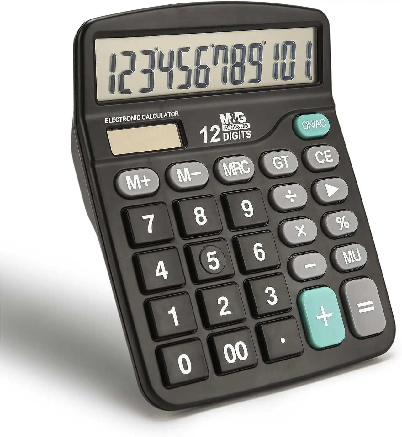 

12-Digit Desk Calculator with Large LCD Display, Dual Solar & Battery Power, Big Buttons for Office Home