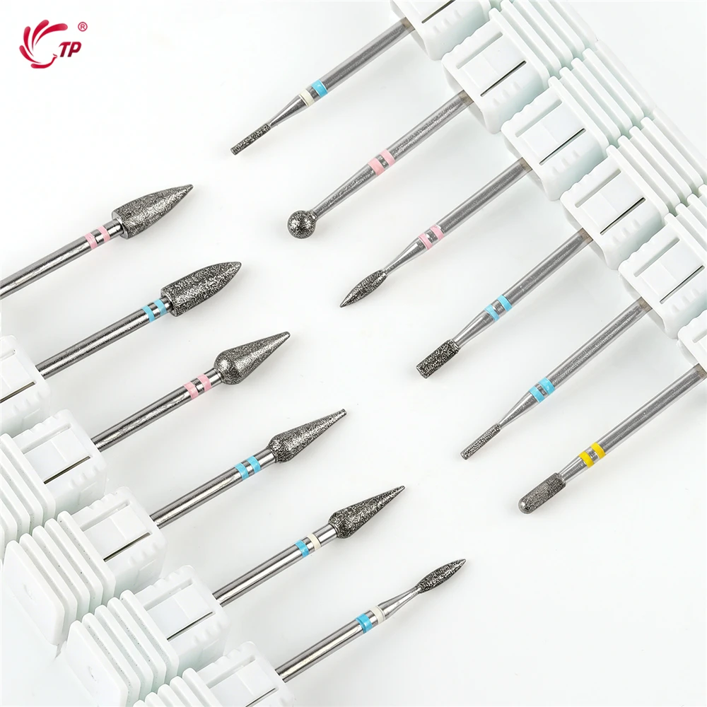 TP 1Pc Diamond Nail Drill Bits 3/32'' Rotary Burr Clean Cuticle Bits Flame Manicure Pedicure Milling Cutter Electric Nail Tools