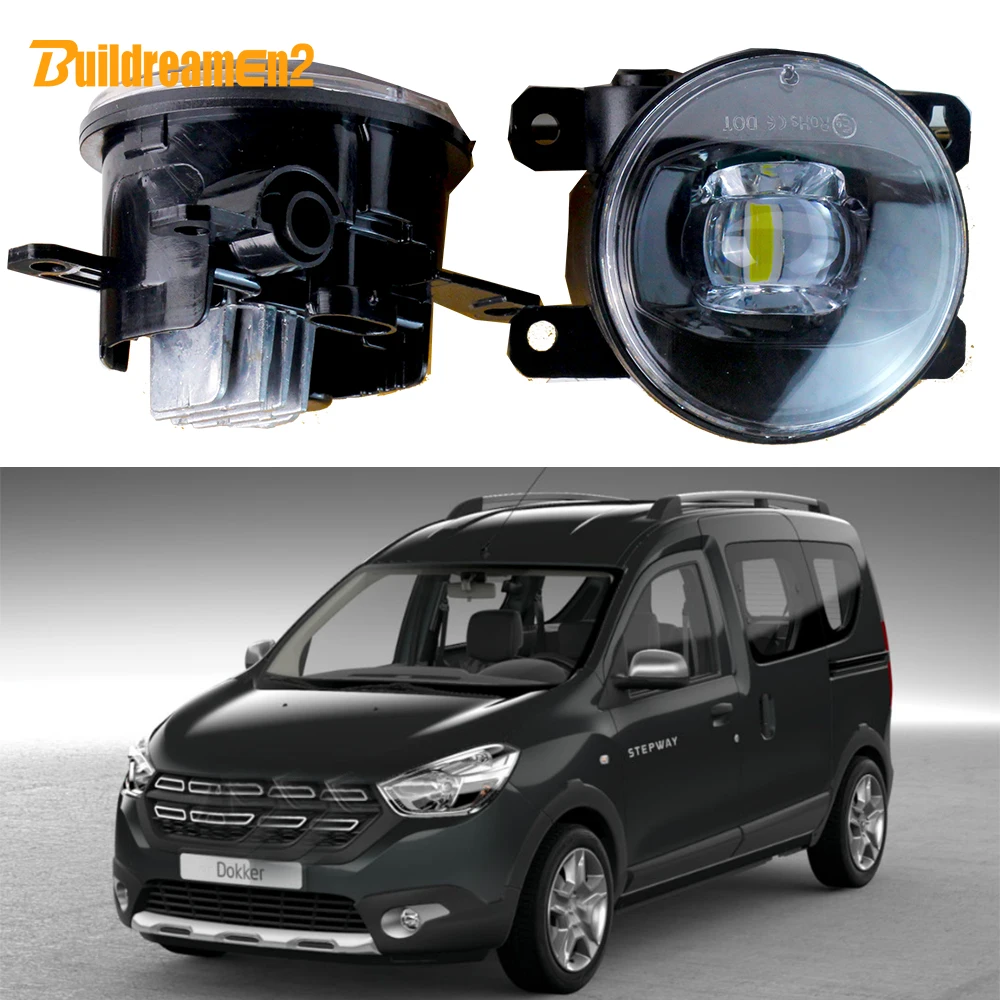 2 X Adjustable LED Lens Fog Light Assembly For Dacia Dokker 2012-2021 30W H11 Car Front Bumper Fog Lamp 8000LM 12V