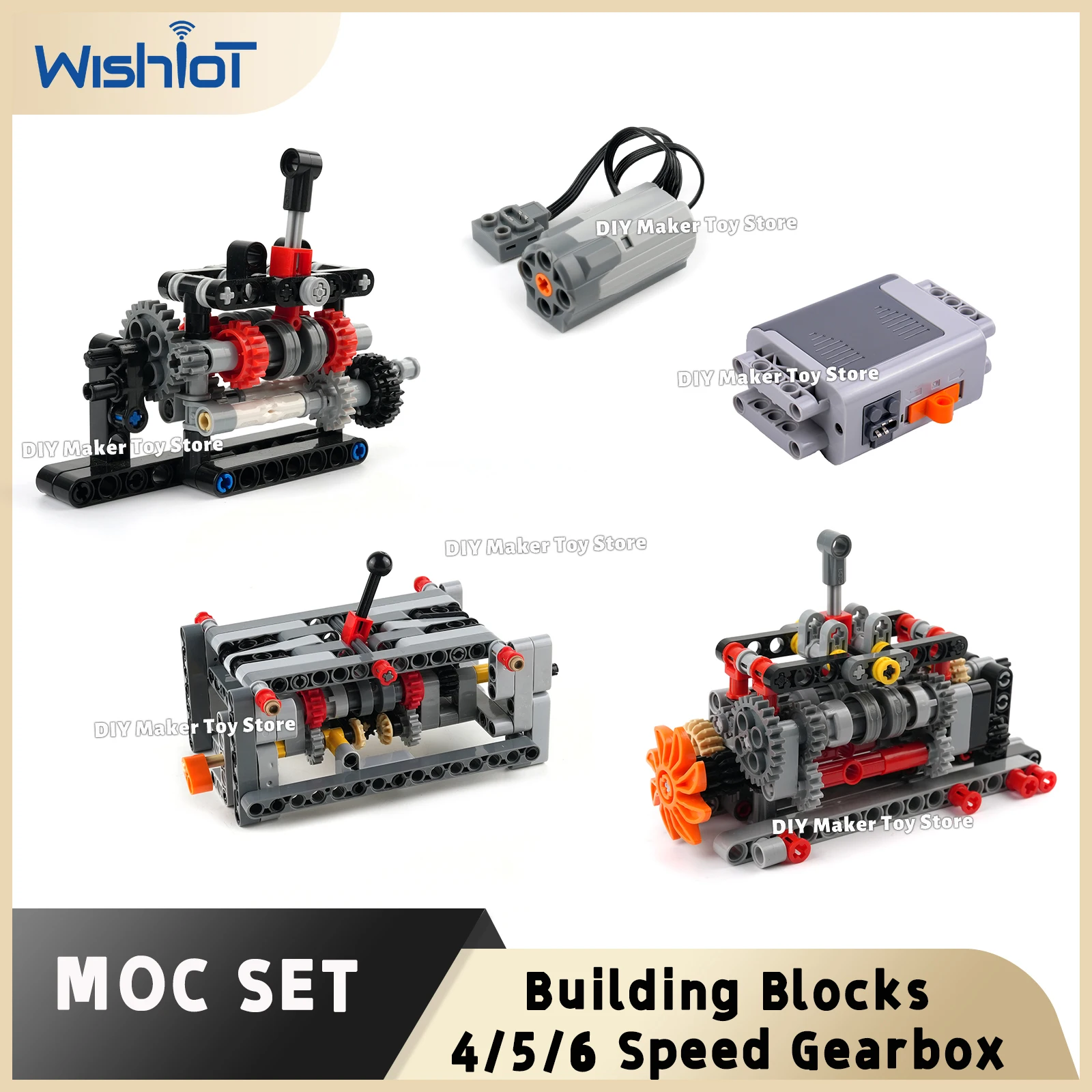 

MOC 4/6 Speed Gearbox 5 Speed with Reverse Gearbox DIY Transmission Kit Building Blocks Boys Assembly Toy Technology Car Parts