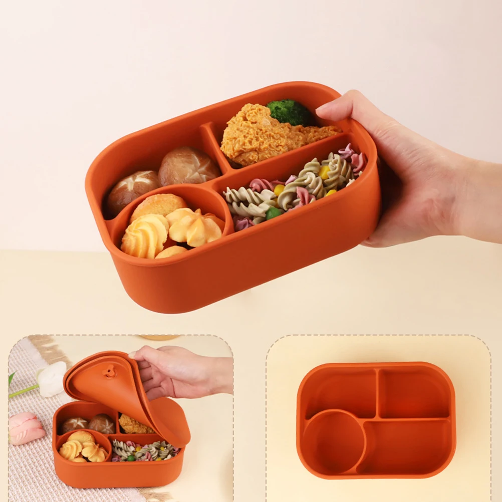 

1pcs Silicone Food Container Microwave Safe Leak-Proof Lunch Box Freezer Storage Bento For Camping Portable Meal Prep Reusable