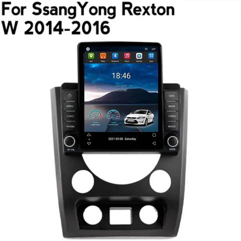 Android 13 For Tesla Style Vertical Screen Car Radio Stereo Multimedia Audio Player for SsangYong Rexton W 2014-2036