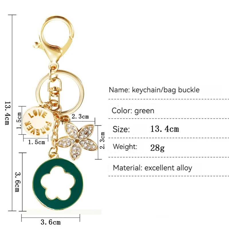 Alloy Lucky Clover Woman Luxury Keychain Designer Bag Jewellery