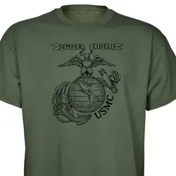 US Marine Corps Eagle, Globe, and Anchor Badge T-Shirt 100% Cotton O-Neck Short Sleeve Summer Casual Mens T-shirt Size S-3XL