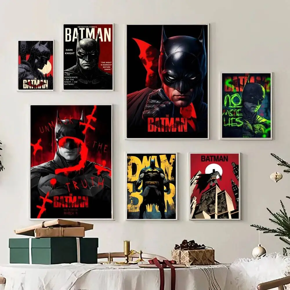 Póster de Batman en papel blanco, póster de calidad HD, pintura artística para pared, decoración de pared para sala de estudio