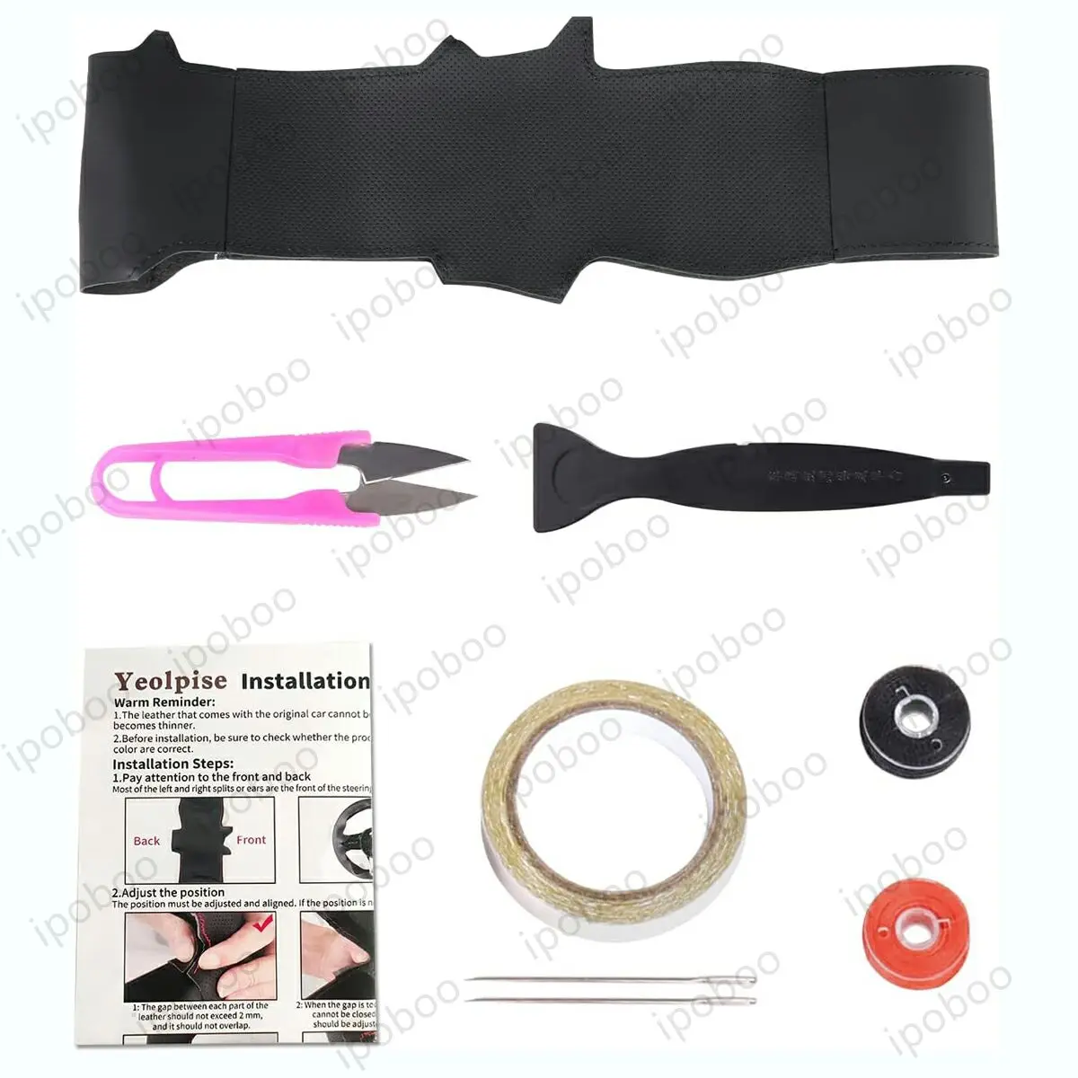 For Toyota Yaris 2012 2015 2017 Aygo 2015 2019 Yaris Trend Hybrid 2013 Verso-S 2012 HandStitch Steering Wheel Cover view 5