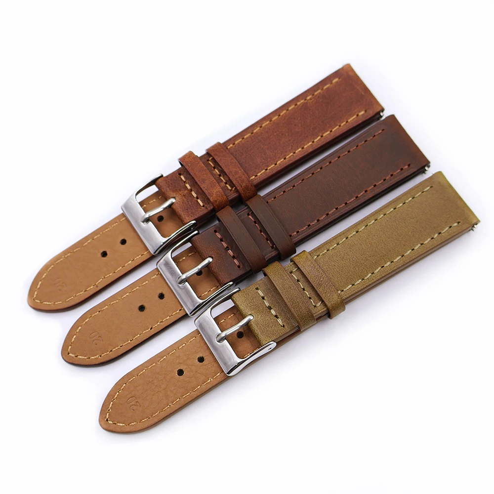 RIEBEAU Top Grain Leather Strap For Watch 16mm 18mm 20mm Calfskin Watch Strap With Quick Release