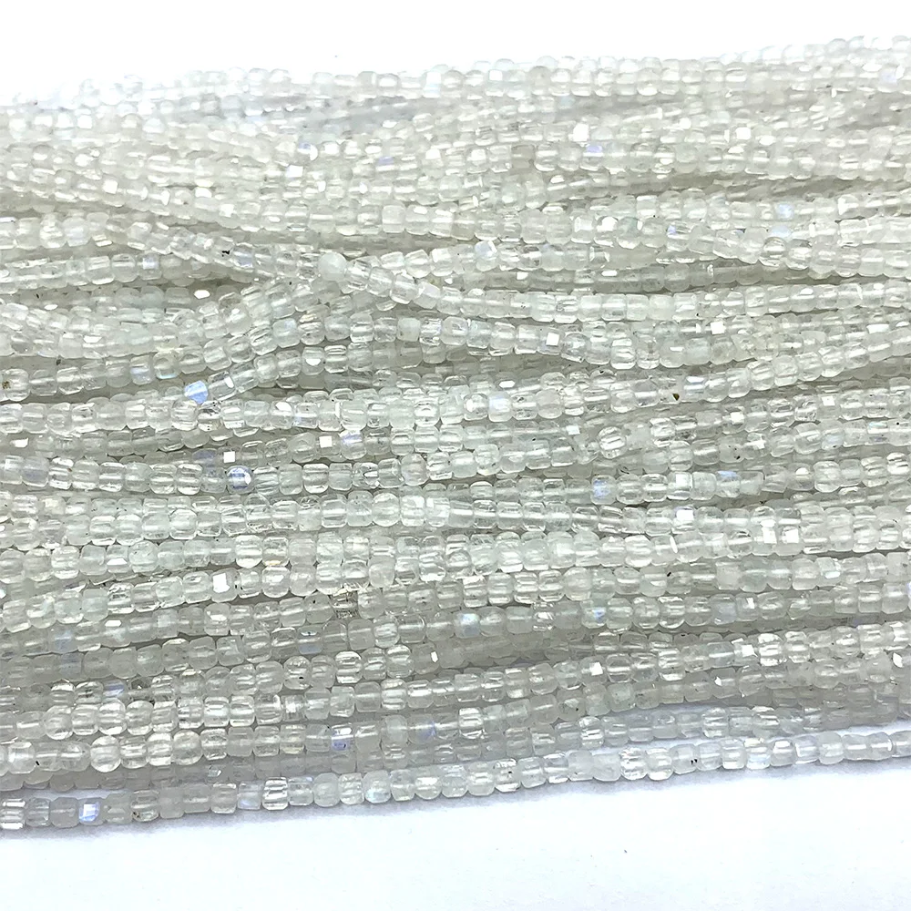 Veemake Natural Moonstone Edge Cube Faceted Small Beads For Jewelry Making DIY Necklace Bracelets Earrings Ring 07234