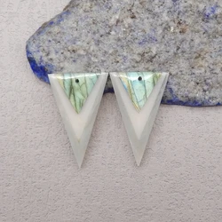 Natural Labradorite White Jade Amazonite Intarsia Earring Beads for Jewelry Making 30x19x4mm 4g