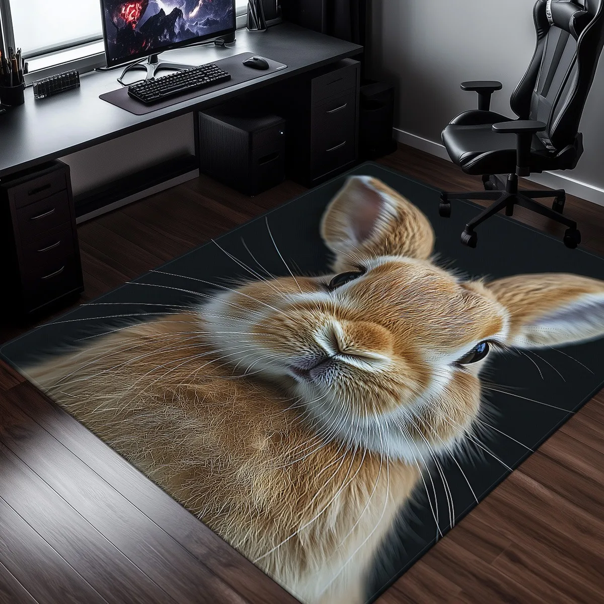 Realistic rabbit face close up art rug for living room bedroom animal lover decor soft plush floor mat crystal velvet carpet
