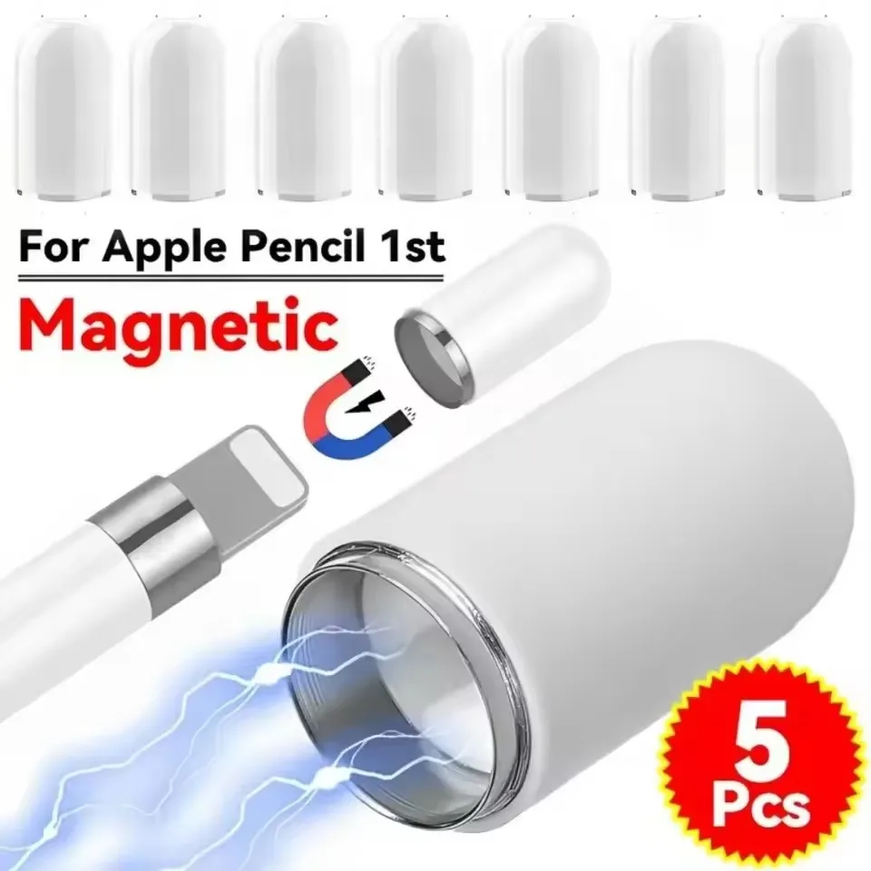 1-5PCS Magnetic Pencil Caps for Apple Pencil 1 Stylus Protector Cover Replacement Magnet Tablet Pen Cap for Apple Pencil Pen Cap