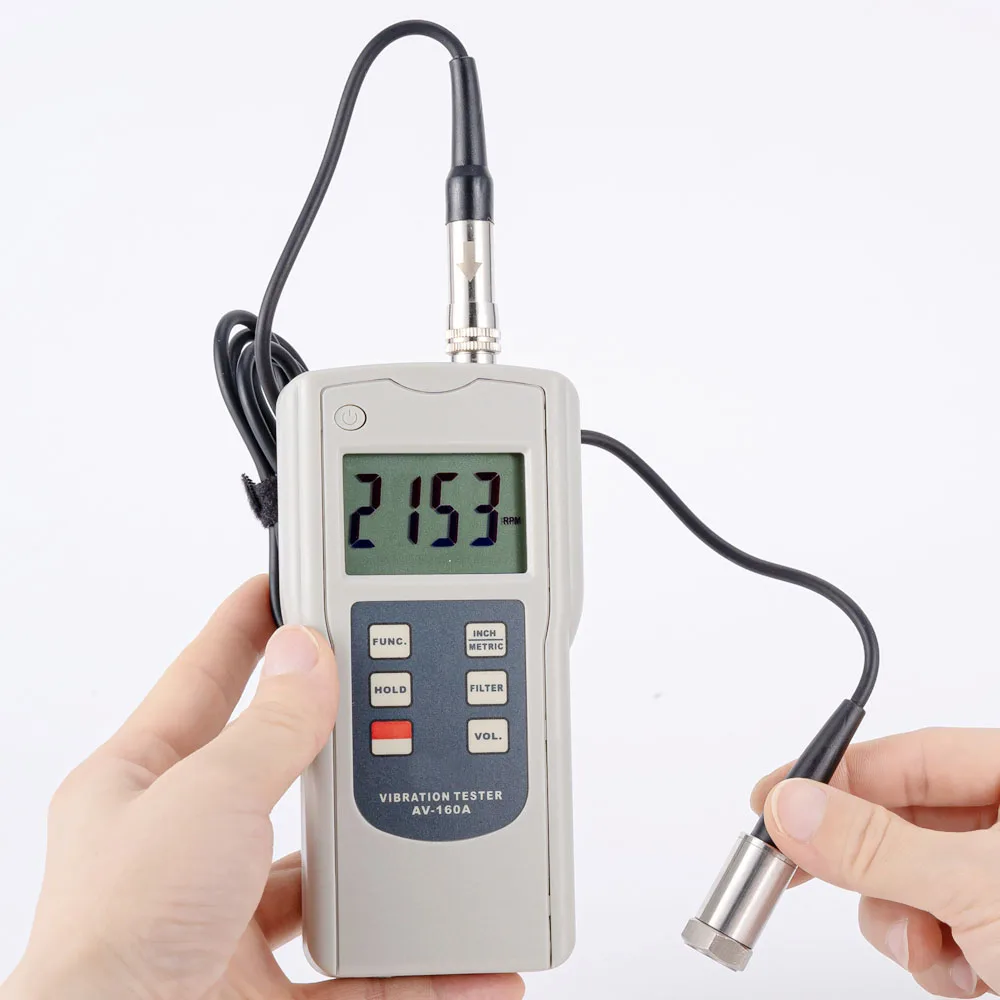 Digital Vibrometer AV-160A 10-10KHz Mechanical Vibration Analyzer Measuring Displacement Velocity Acceleration Vibrometer