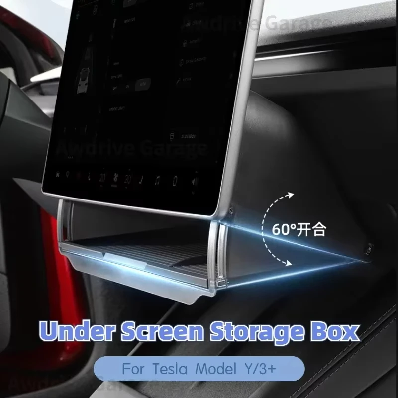 Tesla Model Y/3+ Highland 2024 Central Control under Screen Storage Box Organizer Tray Hidden Car Accessories for Model Y