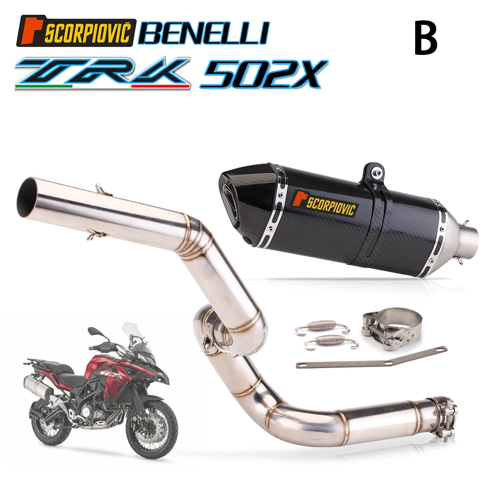

Motorcycle Exhaust System Modify Middle link Pipe 51mm Interface Connect Muffler For Benelli TRK 502X TRK502X Slip on