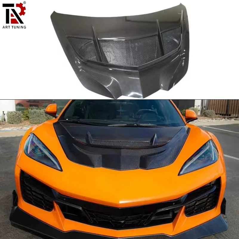 

Для Chevrolet Corvette C8 Body Kit Модернизированный сухой капот из углеродного волокна в стиле ZR1 Идеальная установка