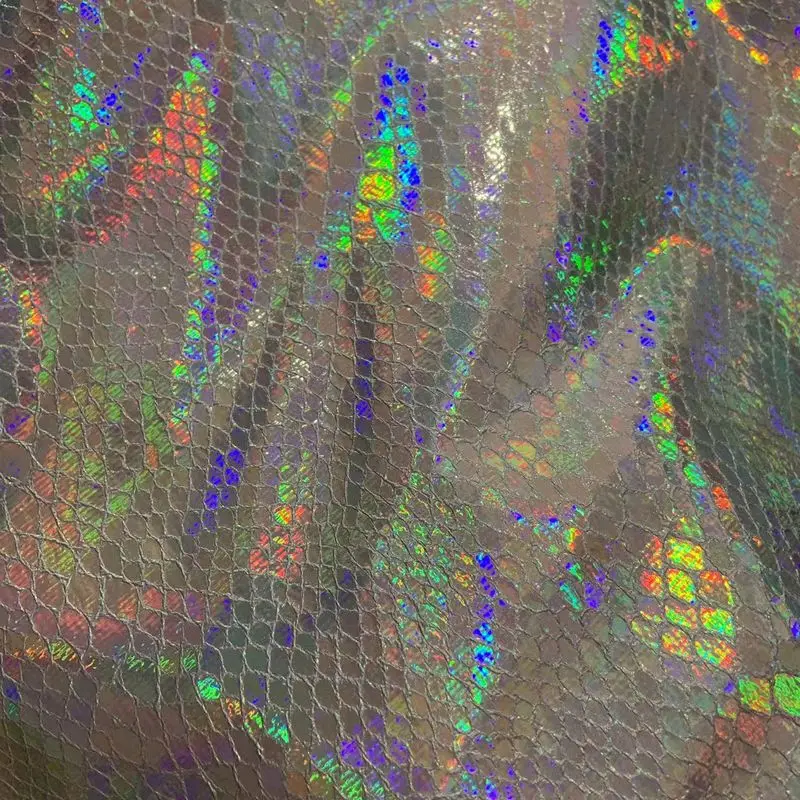 Hot moda Pu holograficzna imitacja Faux skóra węża syntetyczna skóra materiały materiałowe