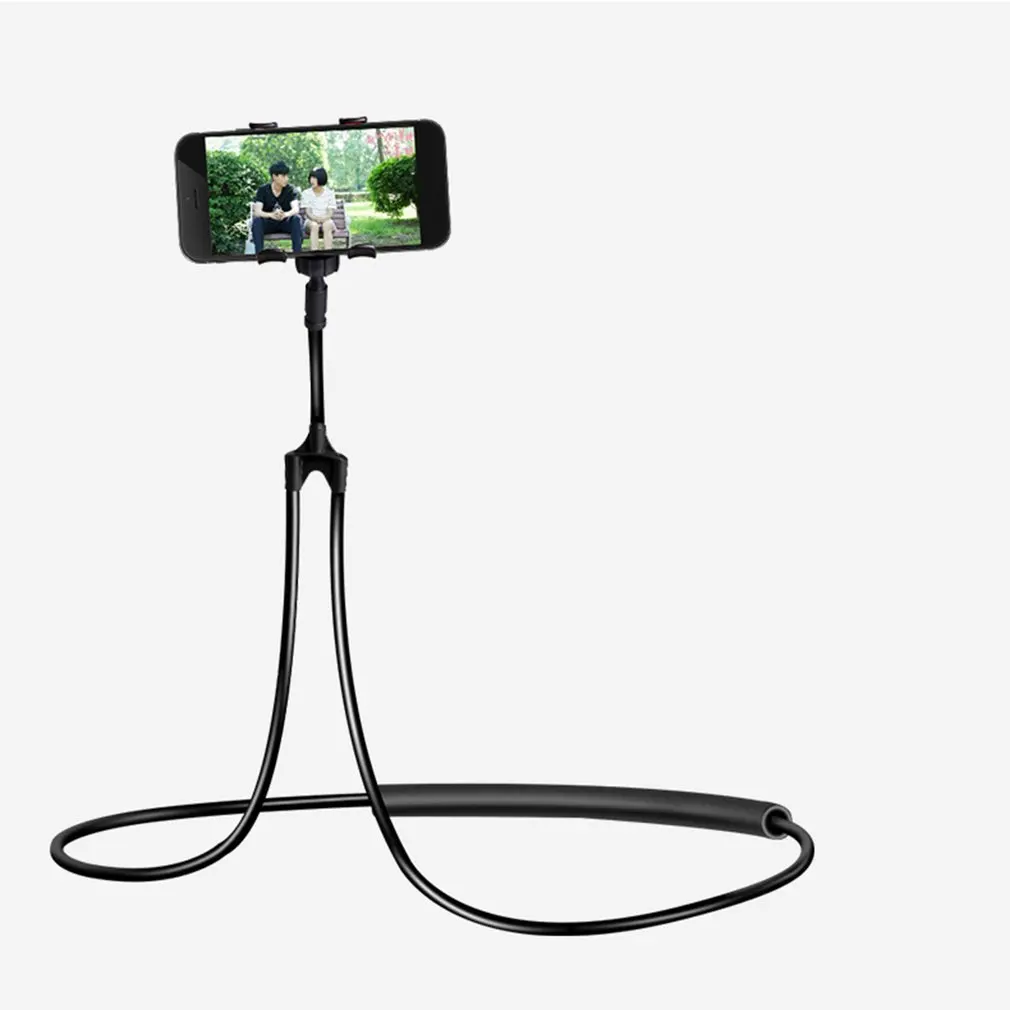 360 Degree Flexible Hands Free Phone Cell Phone Holder Mount Universal Neck Hanging Bracket Lazy Cellphone Mount Accessories