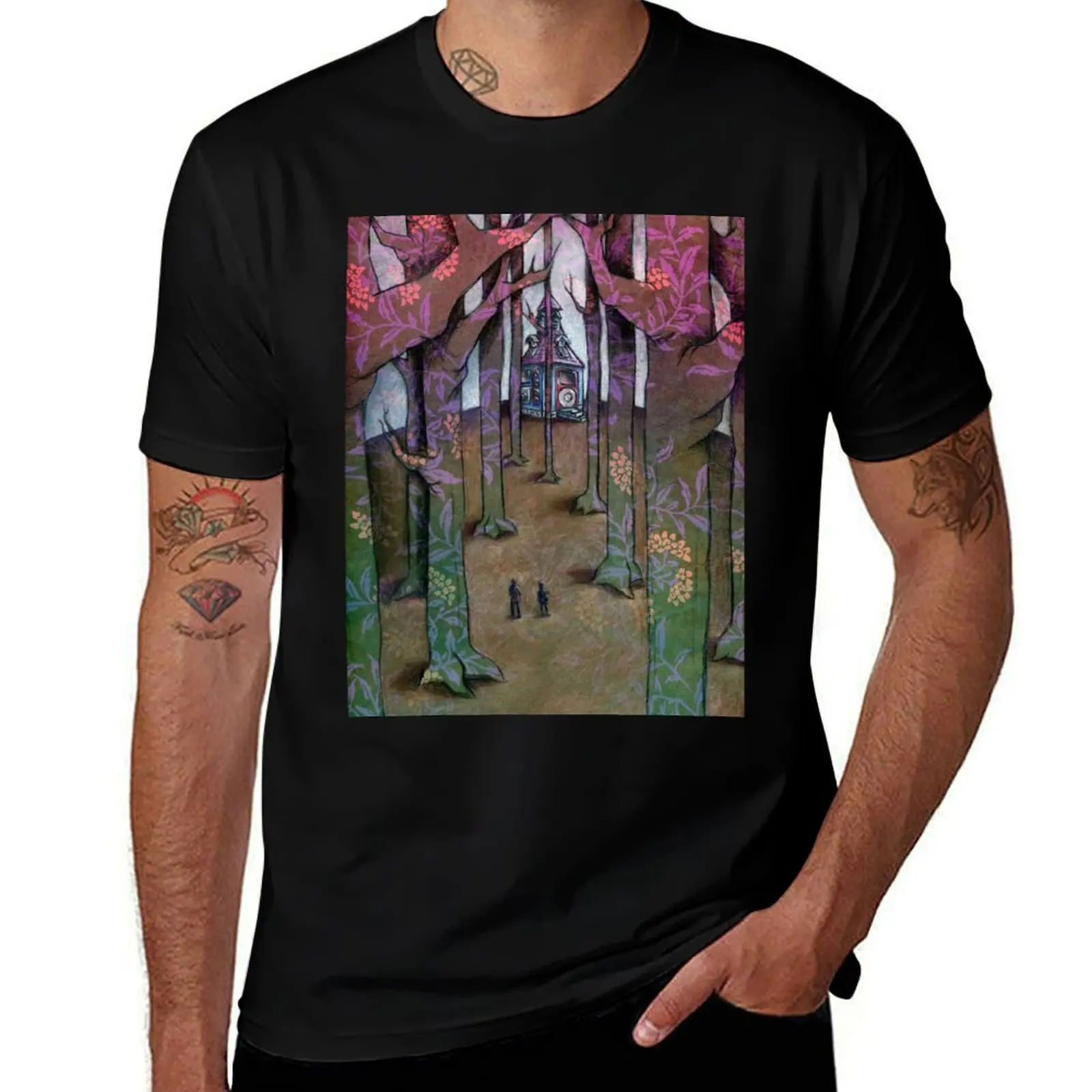 

Hansel and Gretel in the Woods Pattern Witch Technology House T-Shirt Work Utility Short Sleeve Shirt