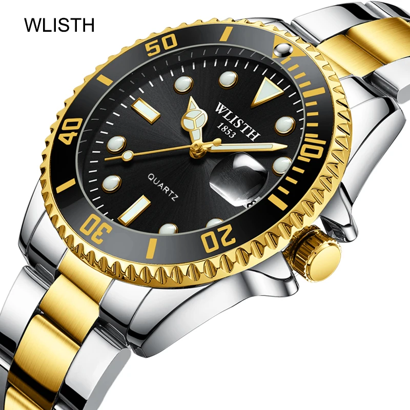 Relógio Masculino Esportivo com Data, Relógio de Pulso Quartz para Homens, Relógio de Negócios em Aço Inoxidável com Calendário, montre homme, Relogio Masculin