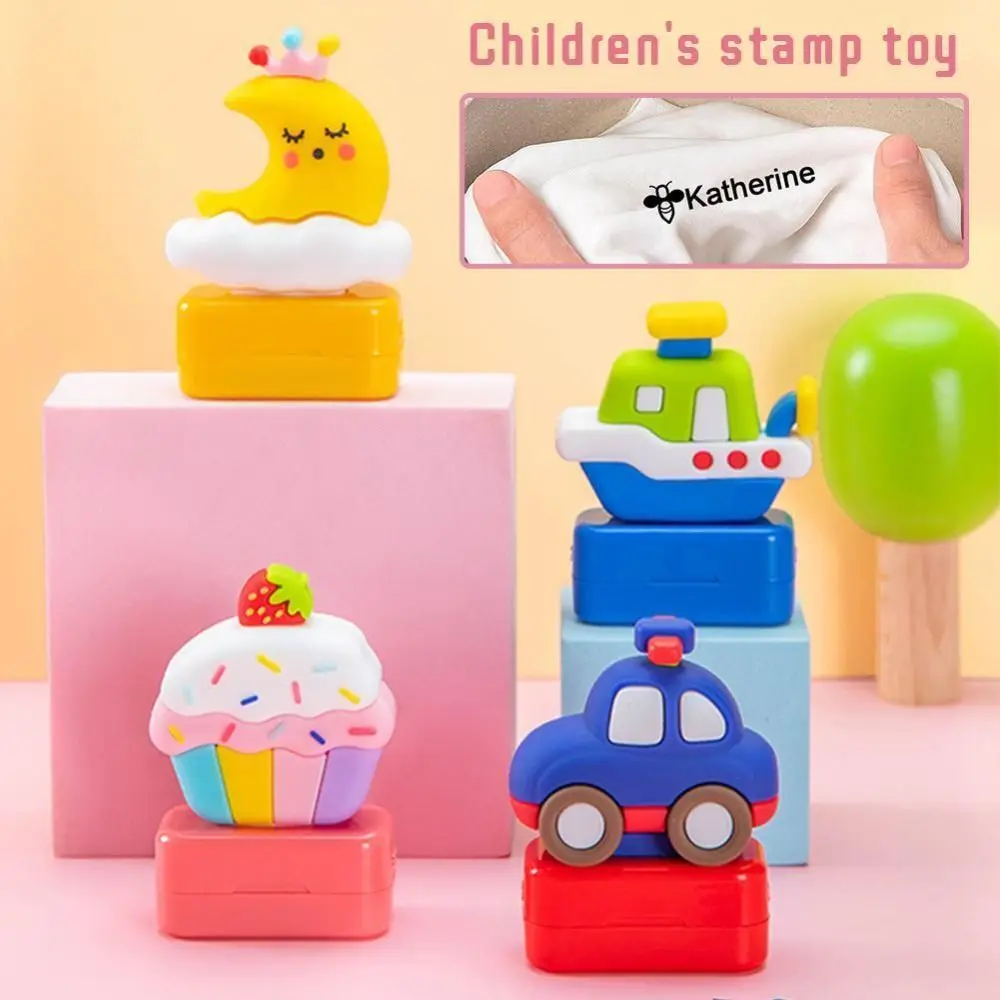 Children\'s Kindergarten Clothes Name Stamp Cartoon Car Waterproof Non-fading DIY Clothing Name Seal
