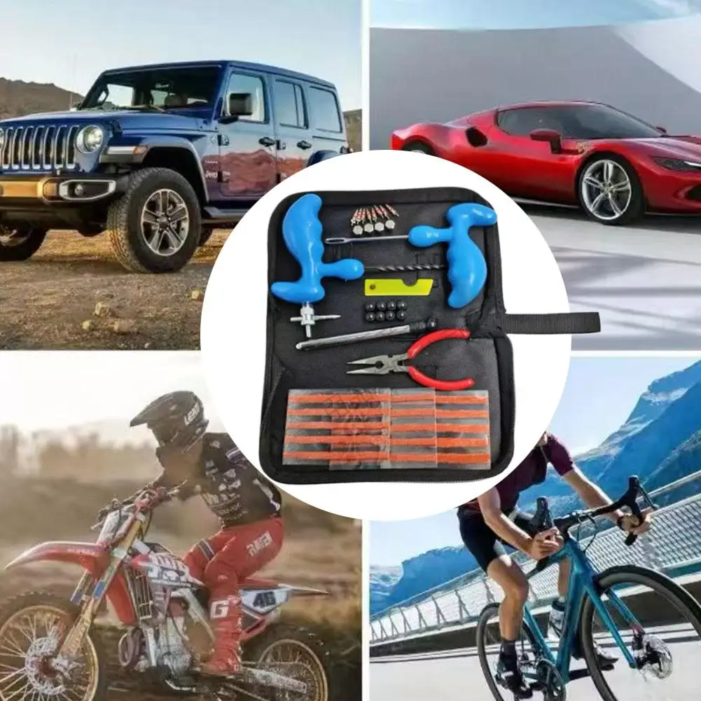 Protable Cycling Quick Repair Equipment 42pc Handle Tire Repair Tool For Bicycles & Motorcycles Bag Packaging Repair Tool Set