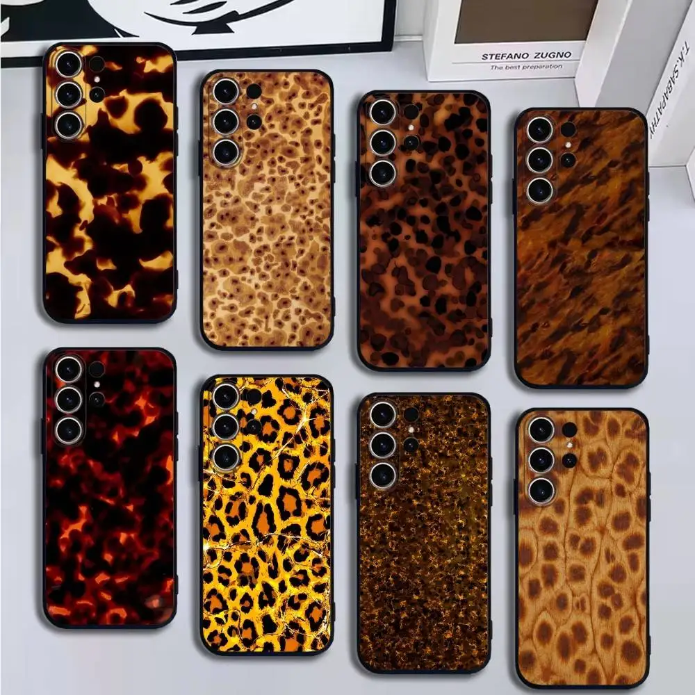 

Tortoise Shell Marble Phone Case For SamsungS25,24,21,22,23,30,Ultra,20,Plus,Fe,Lite,Note,10,9,Soft Black Cover