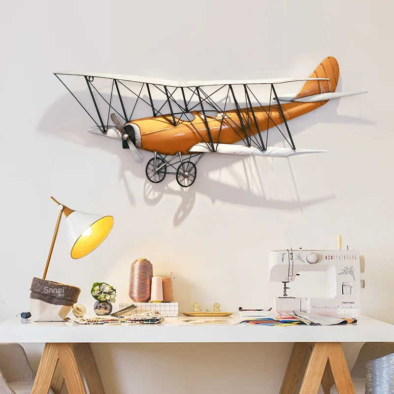 

Wrought Iron Wall Decoration Children's Room Wall Decoration Pendant Bar Coffee Shop Airplane Three-dimensional Wall Decoration