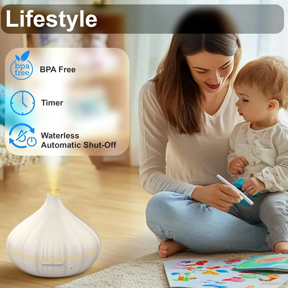 550ml Essential Oil Diffuser with Auto-Off Timer Mist Humidifier Eco-Friendly with Ambient Light for Home Use