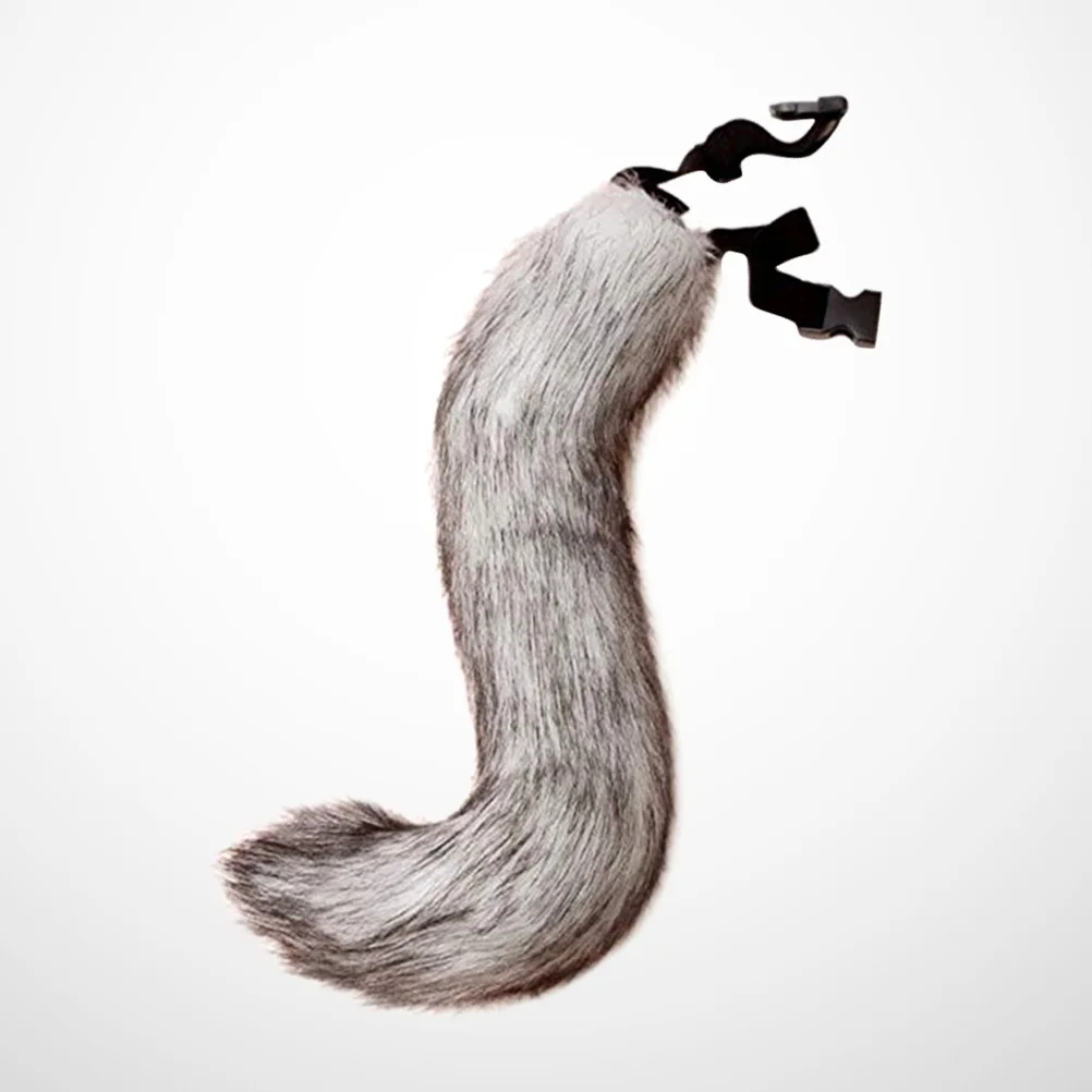 

1PC Novelty Realistic Faux Fur Tail Adjustable Strap Fluffy Tails Halloween Party Cosplay Costume Props Grey