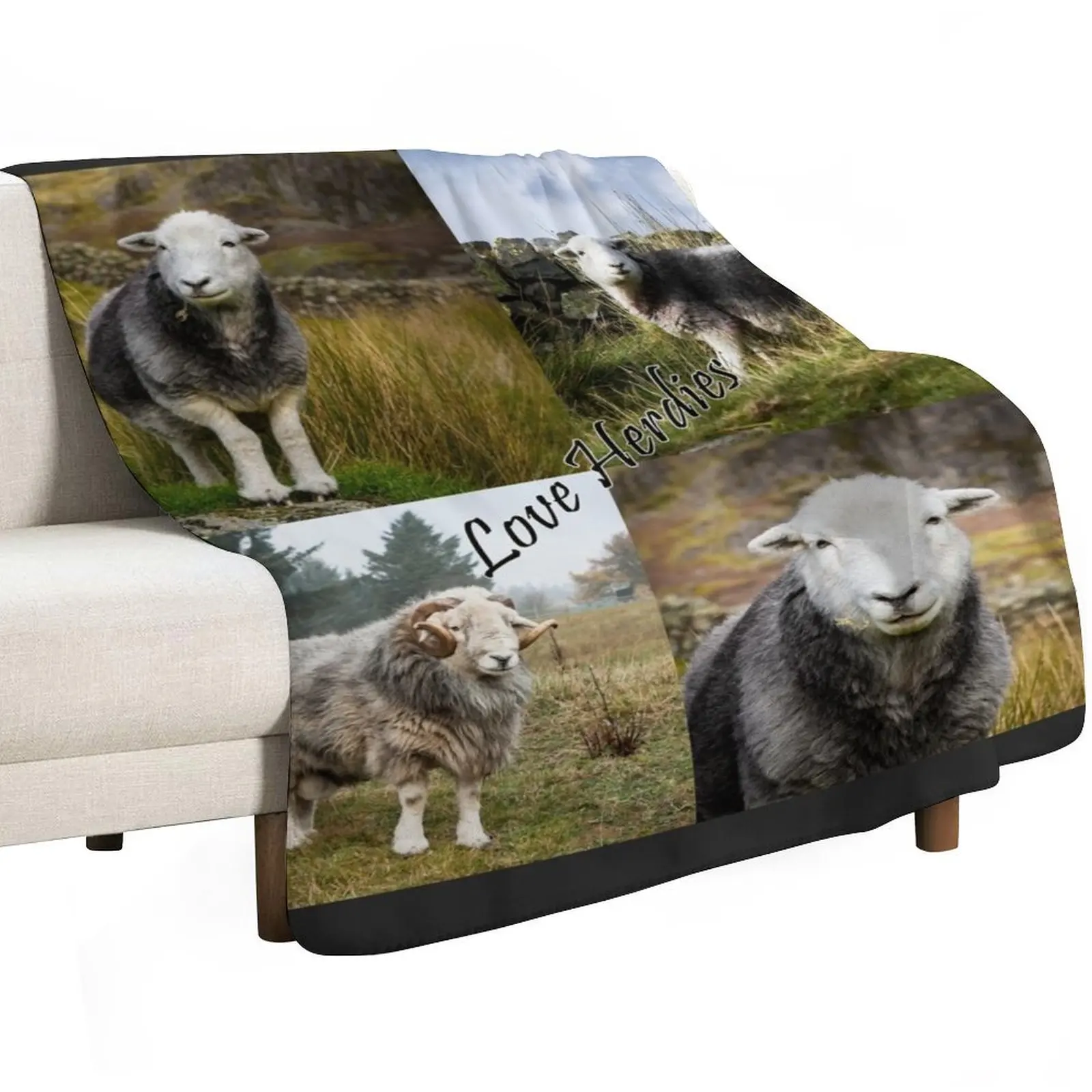 

Love Herdies Throw Blanket bed plaid Cute Camping Custom Blankets