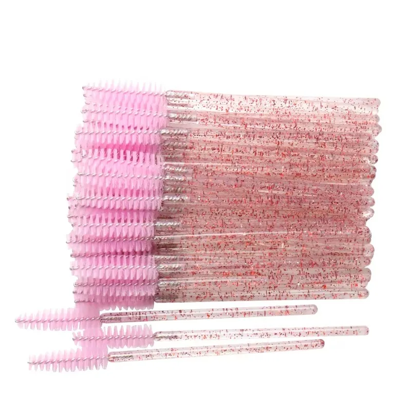 50pcs ทิ้งคริสตัลแปรงขนตาหวีคิ้วมาสคาร่า Applicator Microbrush Eyelash EXTENSION อุปกรณ์แต่งหน้าเครื่องมือ