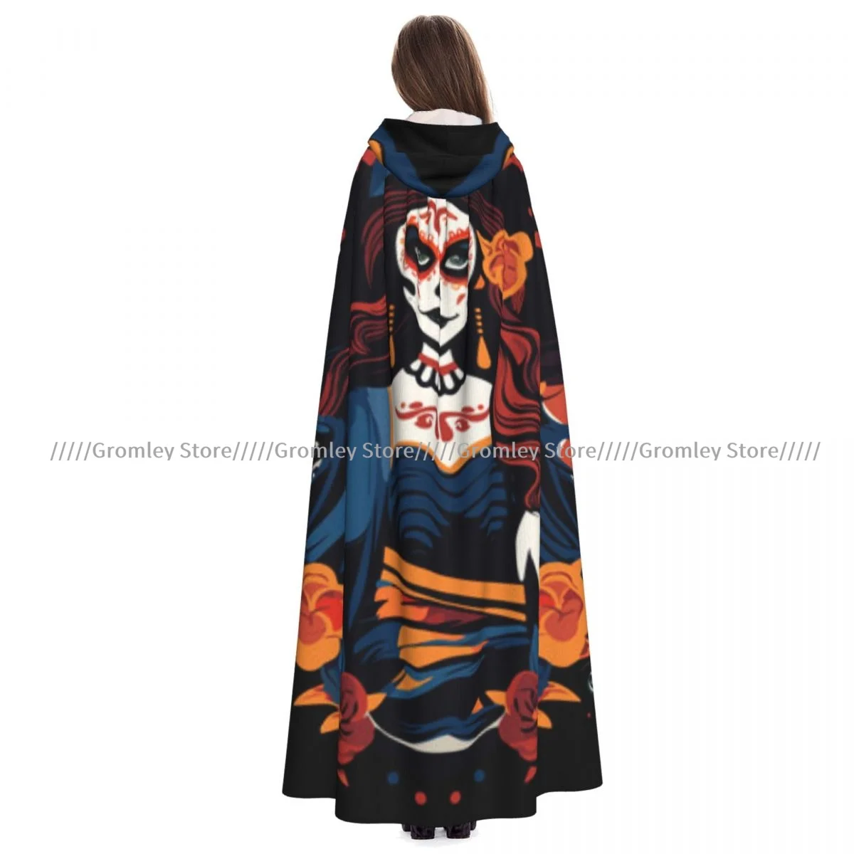 Day Of The Dead Cinco De Mayo Witch Cloak Halloween Cosplay Costume Adult Unisex Cloak Retro Ages Cape