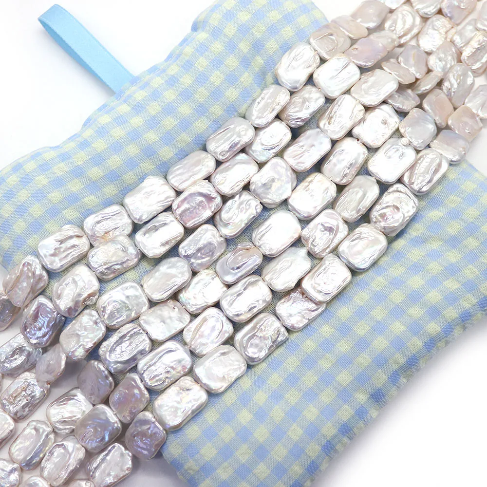 

Natural Freshwater Pearl Beaded White Flat Baroque Rectangle Isolated Loose Beaded for Jewelry Making DIY Necklace Bracelets
