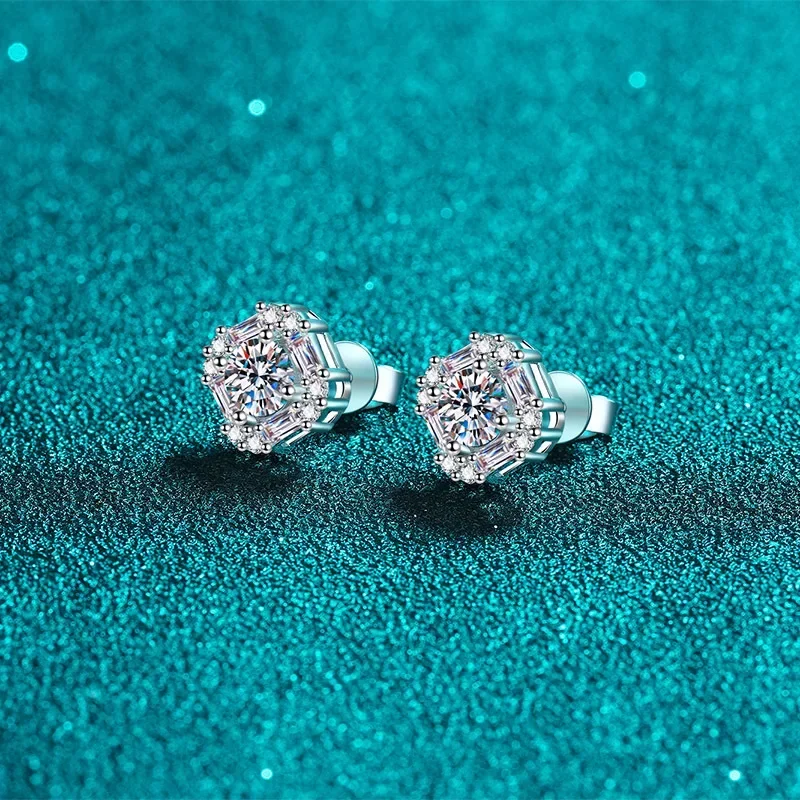 

Platinum Pt950 1.47CT Moissanite Stud Earrings for Women Square Cut Luxury Square Wedding Fine Jewelry Lab Diamond Earring Gift