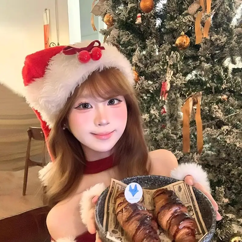 Christmas Santa Hat Xmas Long Plush Holiday Red Hat For Adults And Kids Unisex 2025 New Year Festive Party Supplies Gifts