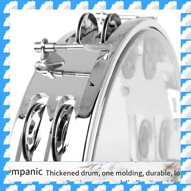 Tambourines For Adults 10 Inch Self-Adjustable Hand Shaking Bell Drum Double Row Hand Percussion Drum For Kids Adults Durable