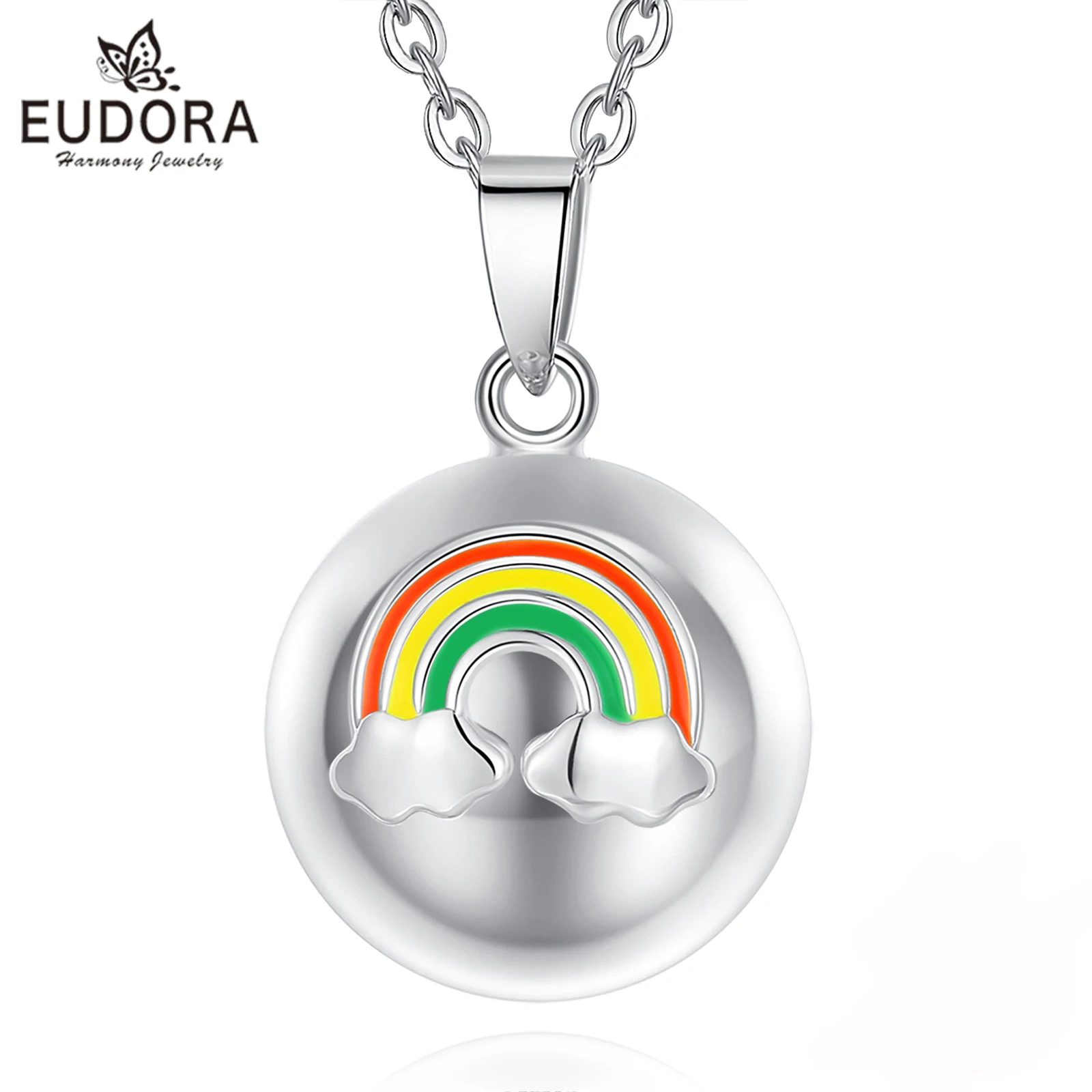 

Eudora Harmony Ball Baby Rainbow Pendant Pregnancy Bola Baby Chime Ball Angel Caller Necklace DIY Maternity Jewelry Women Gift