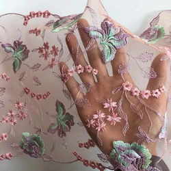 1 Yard Flower Apricot Mesh Polyester Thread Gradient Underwear Flower Embroidery Lace Home Textile Lace Accessories Clothing