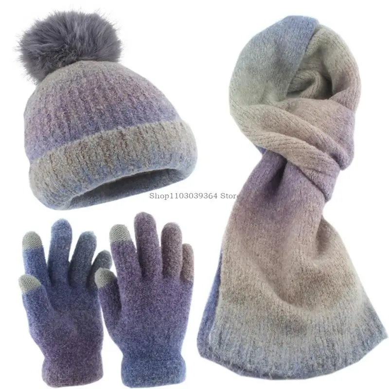 Multi -Use -Strick -Accessoire -Set -Gradienten Huthandschuhe Schal Set für Outdoor Sport