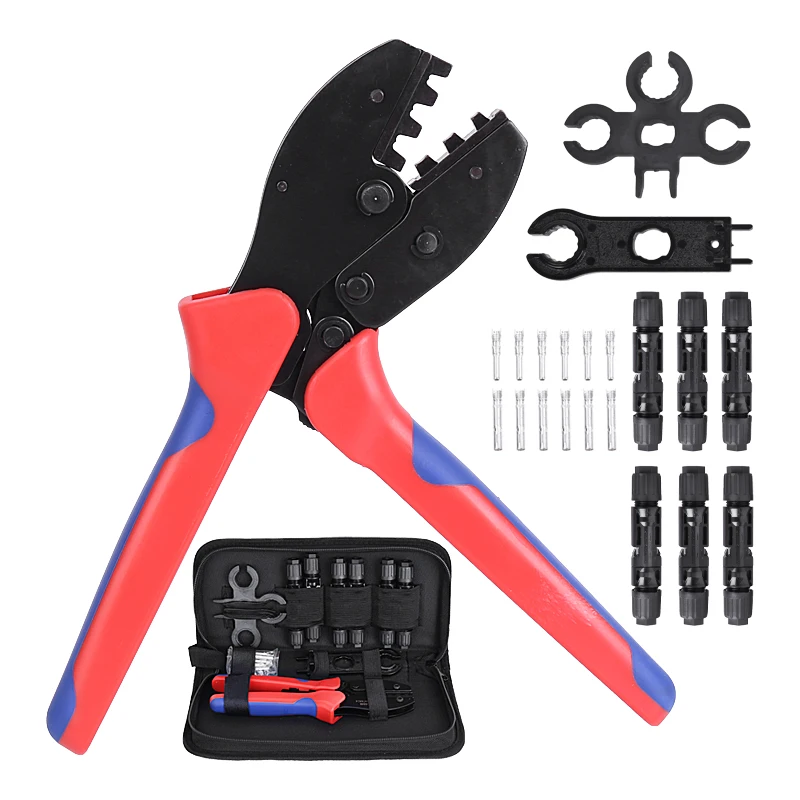 LUCHSHIY Crimping Plier Solar Panel Connector Tool Wire Cable Pliers 2.5/4/6mm2 14-10AWG Ratchet Crimper Plier Hand Tool Kit