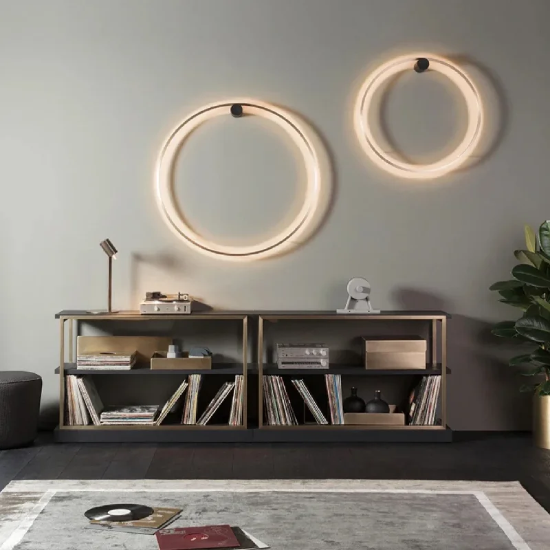 Modern minimalist LED circular wall lamp living room background wall circular creative wall lamp bedroom lighting fixture