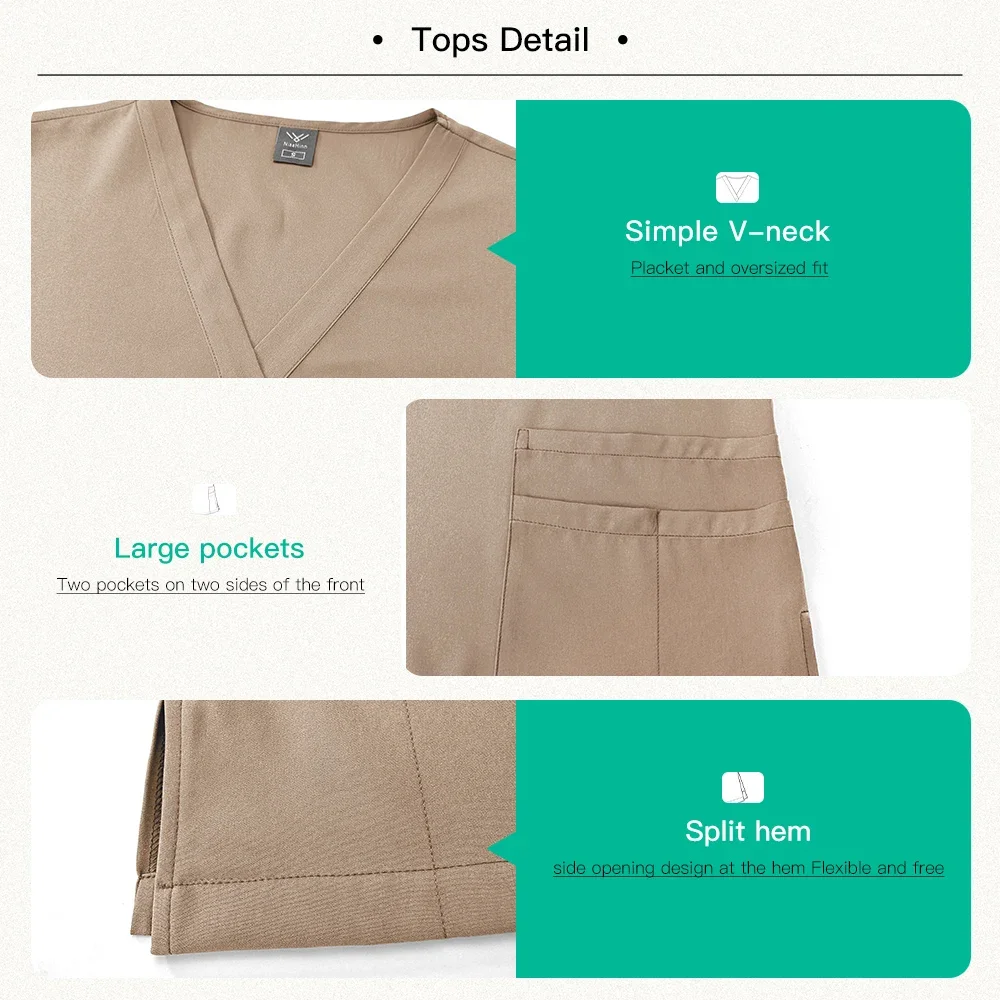 الصلبة اللون الدعك الدعاوى متجمد قصيرة الأكمام الخدمة الصحية التمريض العمل زي الصيدلات الطبيب زي النساء ممرضة الموظفين #3